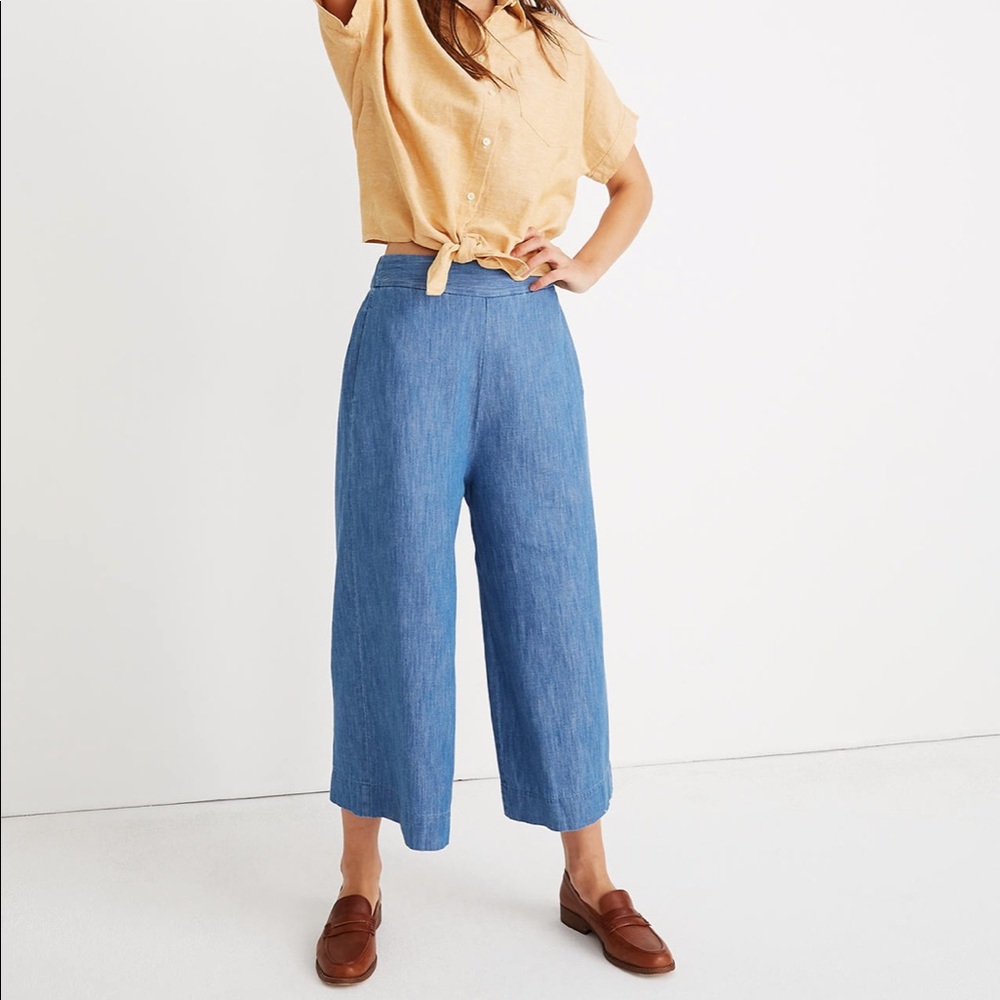 Madewell Chambray Huston Pull On Crop Pants